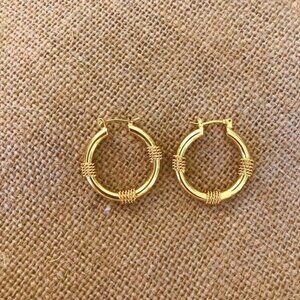18K Gold Plated Weaved Detail Hoop Earrings